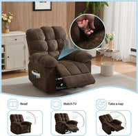 Garvee Manual Recliner Chair for Living Room, Overstuffed Fabric Reclining Sofa with Side Pockets, Ergonomic Upholstered Lazy Chair with Q235 Steel Frame for Adults (Brown)