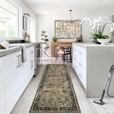 Garvee Runner Rug 2x6 Washable Vintage Floral Entryway Runner Brown Non-Slip Low Pile Carpet for Indoor Kitchen Hallway - Brown