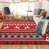 Garvee Christmas Area Rug 5x7 Washable Rug Xmas Snowflake Holiday Decor Indoor Throw Rug Decorative Living Room Soft Low Pile Carpet Non Slip Bedroom Dining Room Office Nursery Bathroom - Red