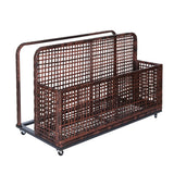 Garvee 43"x23"x29" Outdoor Storage Basket with Wheels - PE Rattan, Water-Resistant, Large Compartment & Fold-Out Shelves for Poolside & Patio, Gradient Brown - Gradient Brown
