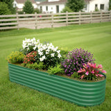 Garvee 8' X 2' X 1.5' Raised Garden Bed,Galvanized Raised Planter Boxes Outdoor with Easy Assembly, Large Garden Bed for Vegetables, Fruits, Flower,Raised Garden Bed, Green - Green