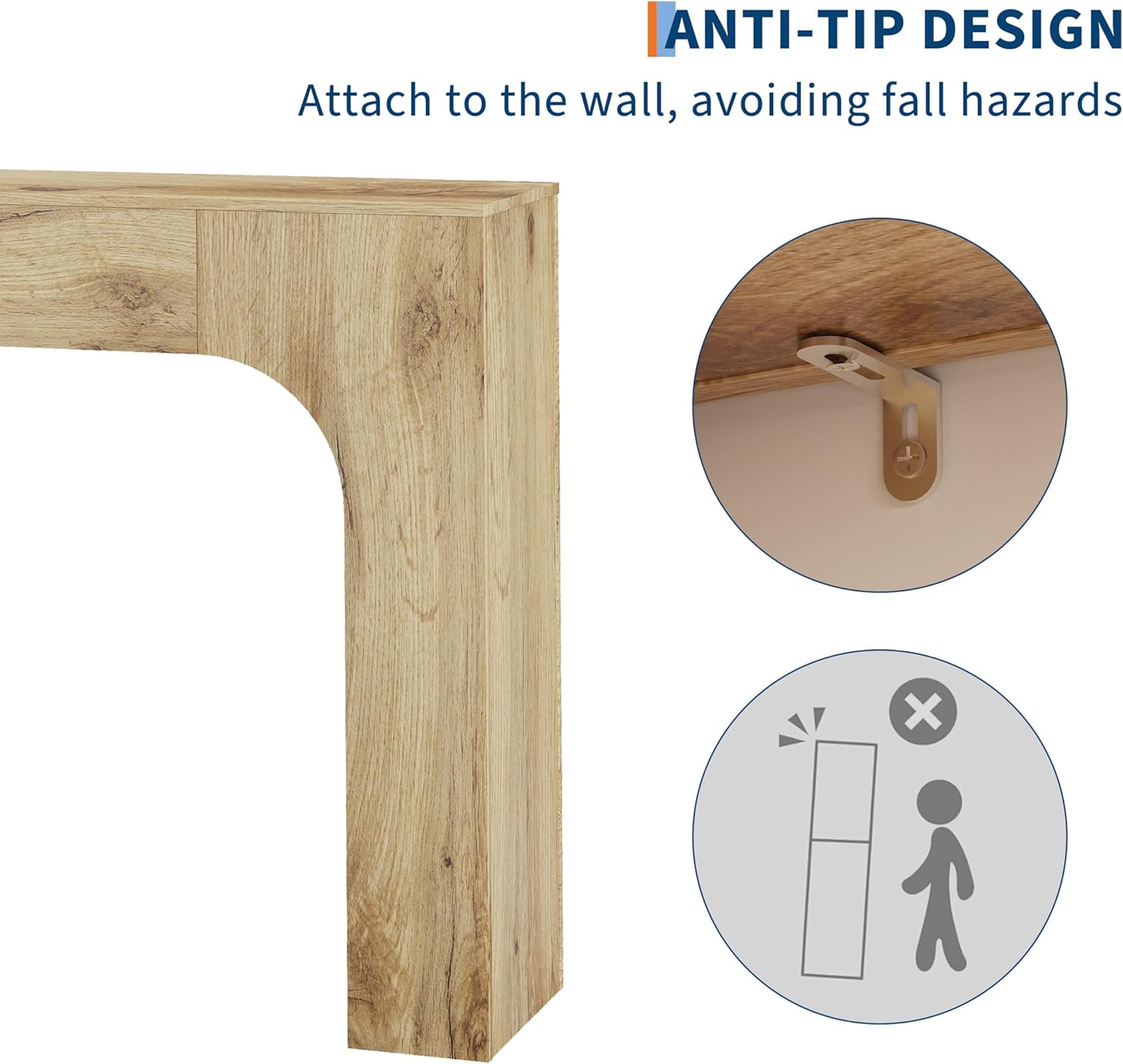 Garvee 47" Farmhouse Console Table Slim Wood Sofa Side Table Narrow Rustic Foyer Furniture for Living Rooms Hallways Apartments, Oak