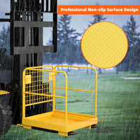 Forklift Safety Cage Forklift Man Basket 36'' x 36'' Foldable Forklift Work Platform for 1-2 People with Double-Chain Guardrail & Drain Hole Aerial Work 1200lbs Capacity
