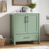 Garvee Modern 30" Wooden Freestanding Bathroom Vanity with 2 Doors and Drawer for Bathroom, Green - Green