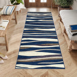 Garvee Runner Rug 2x6 Blue Rug Washable Rugs Runners for Hallways Abstract Rugs for Bedroom Non Slip Kitchen Mat with Rubber Backing Modern Area Rug Indoor Mats for Front Door Entry Living Room 2'x6' - Blue