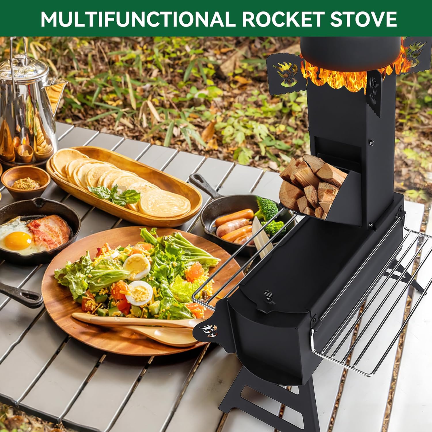 Rocket Stove for Camping,Portable Camping Stove for Cooking Wood Burning,Collapsible Backpacking Wood Stove,Minute Man Rocket Camp Stove, Outdoor Minuteman Cooking Stove, Stove Outdoor
