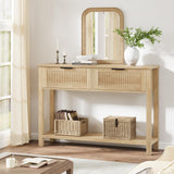 Garvee Farmhouse Entryway Table,43 Inch Wood Console Table with 2 Drawers,2 Tier Sofa Table with Storage for Living Room, Foyer Tables for Entryway-Burlywood