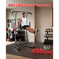 Garvee Pull Up Bar Free Standing Power Tower Dip Station For Home Gym 450LBS Capacity Black