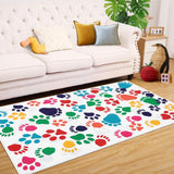 Garvee Colorful Animal Footprints Kids Area Rug, Washable Cartoon Play Mat with Low Profile Pile and Rubber Backing for Bedrooms, Playroom, Living Room, Classroom, 4 x 6 - White