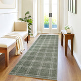 Garvee Green Checkered Kitchen Rugs 2x6 Washable Non Slip Runner Indoor Modern Farmhouse Carpet Low Pile Stain Resistant Floor Cover - Green
