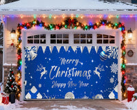 Garvee Christmas & New Year Garage Door Cover - 7x16 ft Holiday Banner with 4x6 m Ribbons | Vibrant Polyester Decor for Home, Church, Party | Durable & Reusable Xmas Decoration
