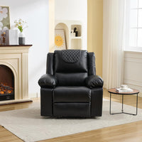 Garvee Manual Massage Recliner Chair with Heating for Adult, PU Leather Recliner Chairs Single Sofa with Side Storage Pockets and Remote Control, Suitable for Living Room/Bedroom, Black
