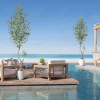 Garvee 7ft Artificial Olive Trees, Tall Faux Olive Tree with White Tall Planter, Artificial Plants with Natural Wood Trunk and Lifelike Fruits for Home, Office, Stairs Foyer Decor, 2 Pack