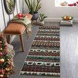 Garvee Christmas 2x6 Runner Rug Hallway Xmas Decorative Entryway Rug Washable Indoor Throw Rug Non-Slip Low Pile Christmas Floor Covers Rustic Boho Rug Farmhouse Long Carpet for Living Room Kitchen Bedroom - Green & Camel