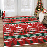 Garvee Christmas Rug 9x12 Area Rug Boho Christmas Rug Washable Large Rug Living Room Xmas Decor Accent Area Rug Bedroom Holiday Throw Rug Non Slip Low Pile Soft Rug Winter Floor Mat Dining Room - Red
