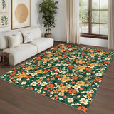 Garvee Modern Living Room Rugs 8x10 Large Washable Floral Print Floor Cover with Non-Slip Backing, Green - Yellow/Green