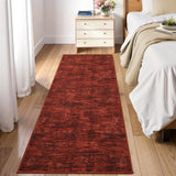 Garvee Solid Red 2.5x8 Modern Runner Rug Stain Resistant Washable Kitchen Runner Carpet Rubber Backing - Red