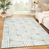 Garvee Washable 9x12 Arch Pattern Rug, Soft & Non-Slip, 100% Polyester, Modern Knot Print, Indoor Carpet for Living Room, Bedroom, Kitchen - Gray
