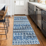 Garvee Geometric Runner Rug 2x6 - Machine Washable, Easy-Cleaning, Non-Shedding, Stain Resistant, Non-Slip, Foldable Indoor Mat for Living Room, Bedroom, Kitchen, Entryway, Bathroom, Blue - Blue