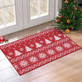 Garvee Christmas Doormat Boho Door Mat 20 x 32 Inch Holiday Winter Christmas Tree and Snowflake Welcome Mat Indoor/Outdoor Floor Door Mat for Home Decoration Christmas Rug Entryway Front Porch - Red