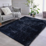 Garvee Fluffy & Sheepskin Pure Navy Blue 6x9 Plush Shag Rug, Soft Fuzzy Non-Slip for Bedroom Nursery Kids Playroom Dining Decor - Pure Navy Blue