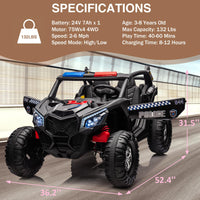24V 2 Seater Kids Ride on UTV Car w/Remote Control, 4WD Powerful Electric Vehicle with 4x75W Motors, 4 Shock Absorber, Leather Seat, Music and Light, Electric Car for Kids