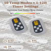 Garvee Heated Blanket King Size with LCD Dual Controller, Waffle Weave Fast Heating Electric Blankets, 10 Heat Levels & 1-12H Time Settings, ETL Certified, Machine Washable, Off White, 100" x 90"