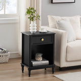 Garvee Black Night Stand Bedside Table End Table with Drawer and Storage Shelf, Wood Nightstand for Bedroom Office Living Room Sofa, Easy Assembly - Black