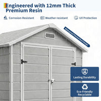 Garvee Heavy-Duty Resin Outdoor Storage Outdoor Storage 6x4 FT with Floor, Lockable Door, Window – Waterproof, UV-Resistant, Easy Assembly – Garden Storage for Patio, Lawn Mower, Bikes, Tools – Light Gray
