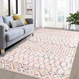 Garvee Machine Washable Area Rug 5x7 Moroccan Area Rug for Living Room Bedroom Modern Boho Geometric Non-Slip Stain Resistant Accent Rug Carpet for Home Decor Floor Decoration, Multi - Colorful