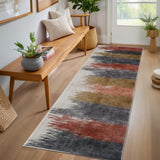 Garvee Washable Area Rugs Modern Print Distressed Indoor Rugs Low Pile Rubber Backing for Bedroom Living Room Home Office - Orange Yellow
