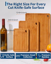 Garvee 3-Piece Deep Carbonized Bamboo Cutting Board Set with Holder – Multi-Size Butcher Block for Kitchen, Deep Juice Grooves, Built-in Handles, Chopping Boards for Vegetables, Fruit, meat and cheese board board (15x10, 12x8, 9x6 Inch) – Deep carbonized
