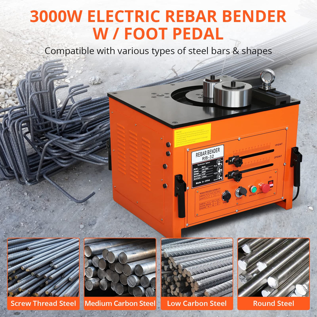 Bender Router 3000W 1.3 Inch Electric Bender, Cuts & Bends 0-180°