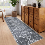 Garvee Vintage Runner Rug 2x6 Hallway Runner Rug Non Slip Indoor Soft Rugs Low Pile Non-Shedding Kitchen Rug Runner Entryway Rug Washable Foldable Bedside Thin Rug Laundry Bathroom Floor Cover Gray - Ash