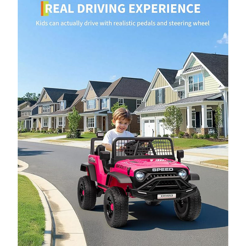 Garvee 12V Kids Electric Ride On Car with Remote Control, Bluetooth Music Player, LED Lights, EVA Material, Dual Drive, Safety Features, Outdoor Play