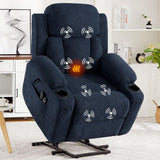 Garvee Large Power Lift Recliner Chair with Heat and Massage, 2 Cup Holders & Side Pocket, USB Port, Electric Lift Recliner for Elderly & Mobility Impaired, Chenille Navy Blue - Navy Blue
