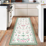 Garvee 2x6 Floral Runner Non-Slip Indoor Table Runner Pink Waterproof Low Pile Rug for Kitchen Entryway Bathroom - Pink