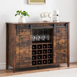 Garvee Farmhouse Coffee Bar Cabinet with Storage, 47’’ Wine Bar Cabinet with Sliding Barn Door, Buffet Sideboard Cabinet with 16 Bottle Wine Rack for Dining, Living Room,Rustic Brown - Rustic Brown