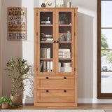 Garvee 72" Tall Kitchen Pantry Cabinet with Glass Doors and Adjustable Shelves for Kitchen, Dining Room, Bathroom, Walnut - Walnut
