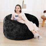 Garvee Bean Bag Chair Cover in Black (Cover Only, No Filler) - Fits Large Bean Bag Chairs, Faux Fur Sofa, and Living Room Sofa Bed - 4ft Size in PV Fur Material
