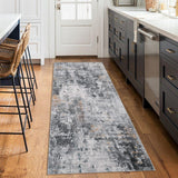 Garvee Washable Runner Rug Modern Abstract Area Rug, Foldable Soft Indoor Carpet with Non-Slip Backing Low Pile, Non-Shedding Floor Mat for Living Room Bedroom Dining Room Office, 2x6 - Gray