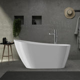Garvee SZ2 67" Freestanding Soaking Tub in Sloped Lumbar Support Design with Chrome Overflow and Drain, cUPC Certified, White - 