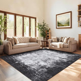 Garvee 6x9 Abstract Painted Pattern Thin Indoor Rug, Soft Low Pile Area Mat, Gray, Living Room Bedroom Hallway Study - Gray