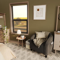 Garvee Accent Barrel Chair Boucle Club Chair with Sherpa Upholstery, Ergonomic Support, Durable Plastic Legs, Easy Assembly, for Living Room Bedroom, Dark Gray