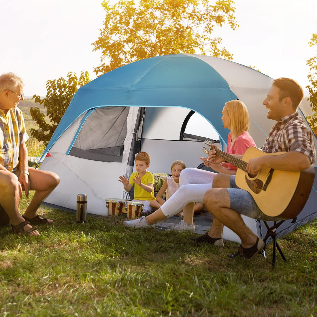 Garvee Camping Tent, Tent for Camping, Easy Set up Camping Tent 4 Person and 6 Person for Hiking Backpacking Traveling Outdoor, Light Blue (Camping Tent 6 Person with Rainfly)