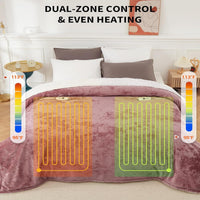 Garvee Queen Size Heated Blanket with Dual Control, Velvet Soft Fast Heating Blankets Queen, 4 Heat Settings & 10H Auto Off, Machine Washable, ETL Certified Electric Blanket, 84" x 90" Pink