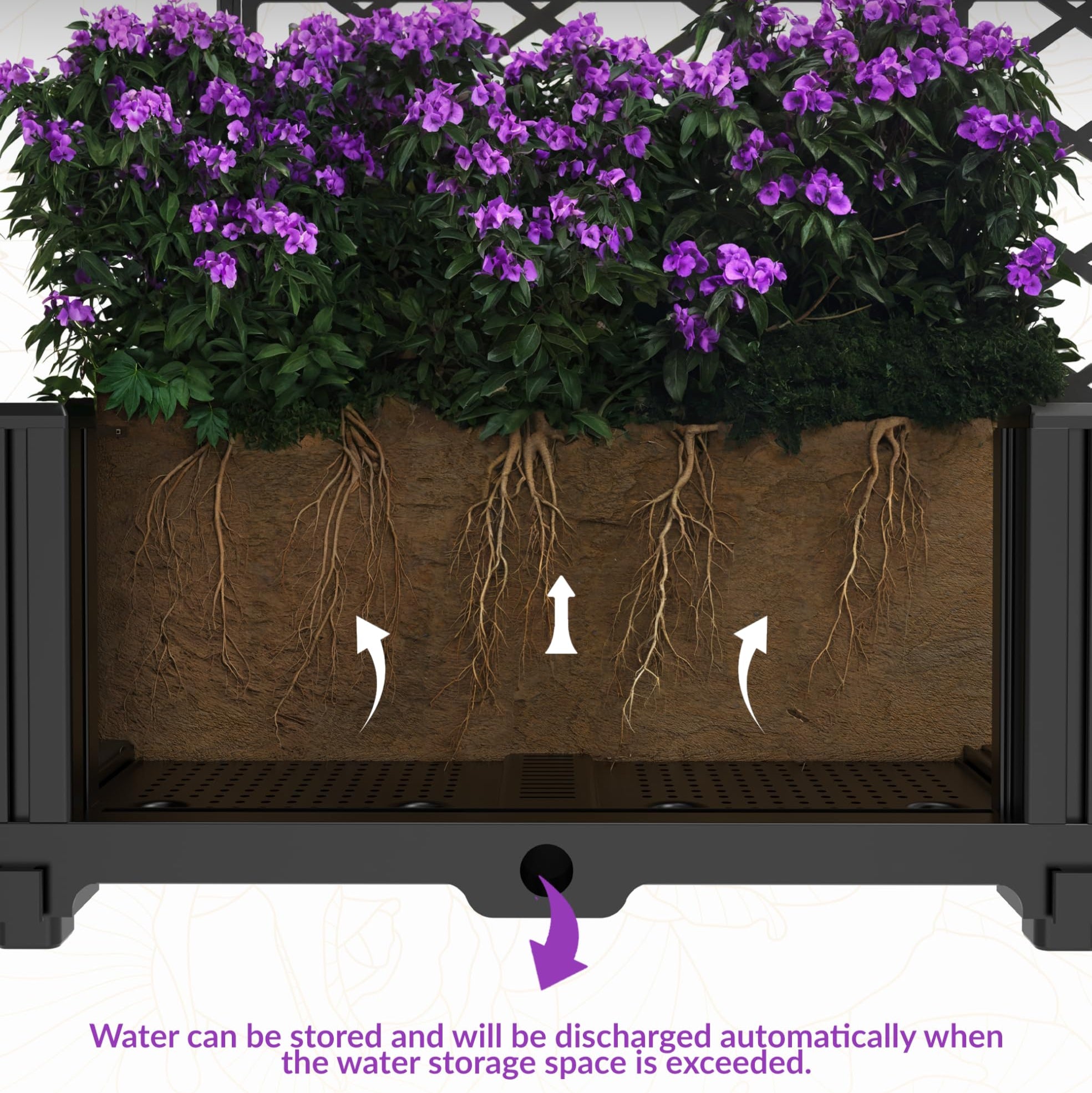 encanto plastic planter box with trellis Garvee Planter Box with Trellis 3pcs 16x16in 35x16in Screens for Patio Balcony Gardening