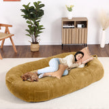 Garvee Dog Bed for Adult, Human Size Giant Dog Bed for Men and Women, 71”x48”x14” Human Dog Lazy Sofa Bed for People and Pets, Washable Strip Flannel Nap Bed Adult Oval, Human-Sized Dog Bed,Yellow - Yellow