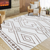 Garvee Modern Rug 4x6 Washable Area Rug Modern Accent Distressed Throw Rugs Non Slip Non Shedding Indoor Carpet Low Pile Rug for Living Room Bedrooms Decor, Taupe - Coffee