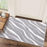 Garvee Small Grey Rug 2x3 High-Low Pile Ultra Soft Non-Slip Abstract Design Stain Resistant No Shedding for Entryway Bedroom Bathroom - Light Gray